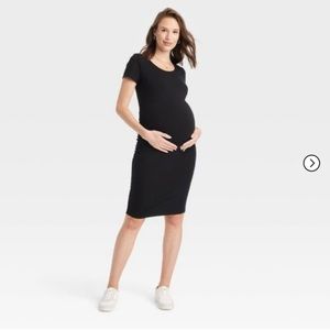 Black Stretch Maternity Short Sleeve Dress XXL